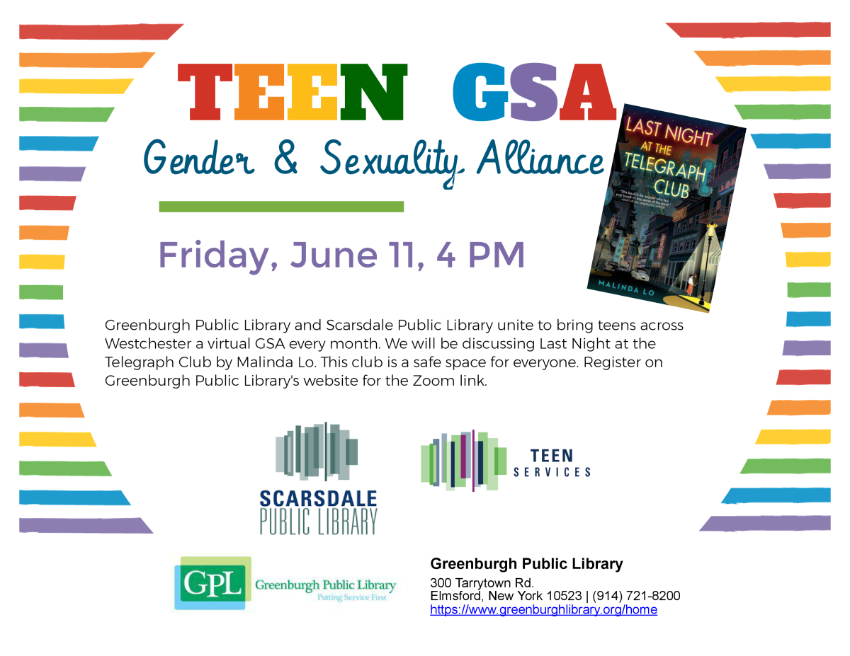 Teen GSA (Gender and Sexuality Alliance) June Meeting Flyer