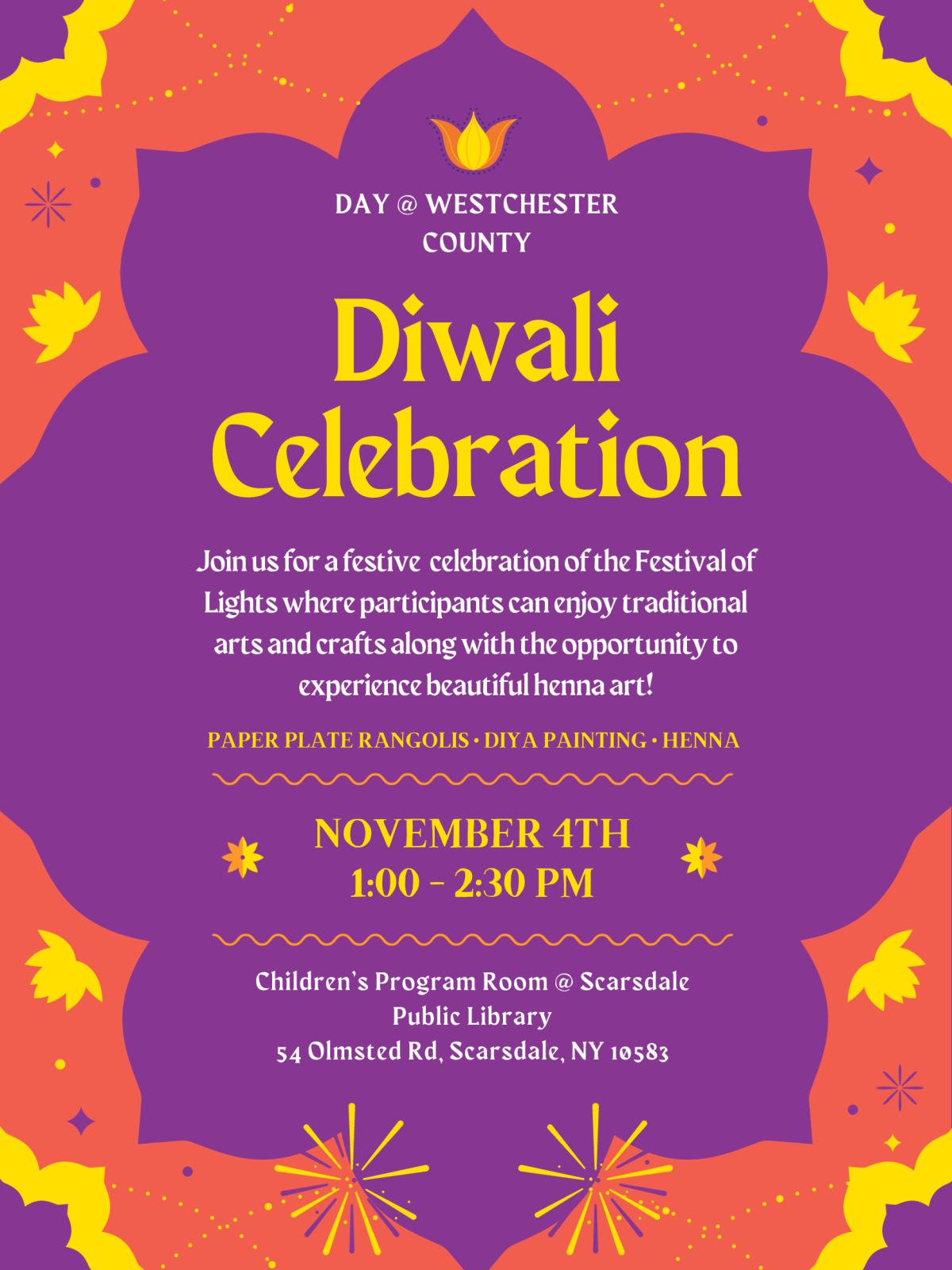 poster with information about Diwali Celebration