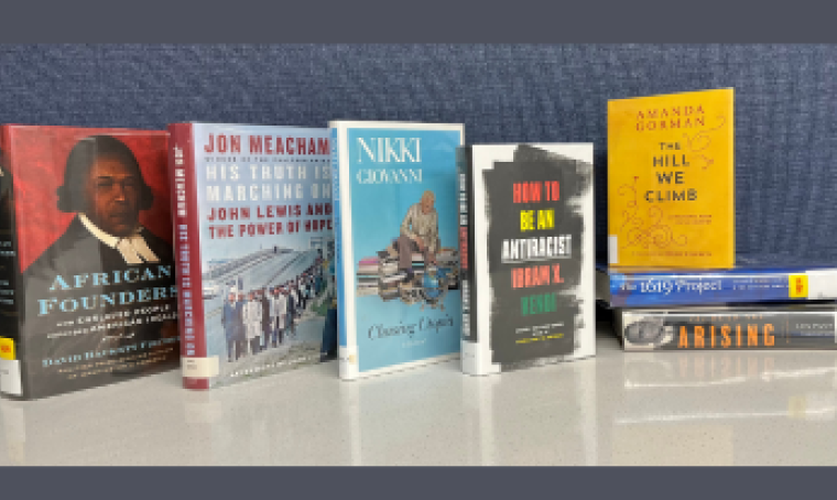 Set of book covers on a table